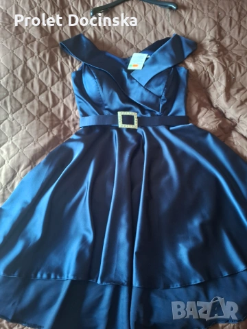 Нова елегантна тъмно синя официална рокля