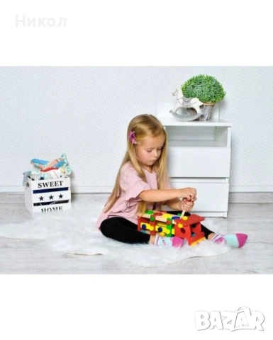 Образователно дървено камионче за разглобяване с отверка и топчета с чук , снимка 5 - Коли, камиони, мотори, писти - 53170851