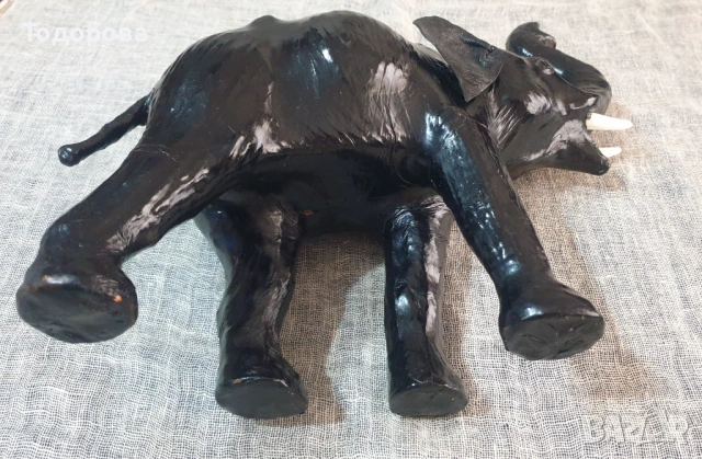 Пластика на слон от естествена кожа, снимка 7 - Антикварни и старинни предмети - 54088450