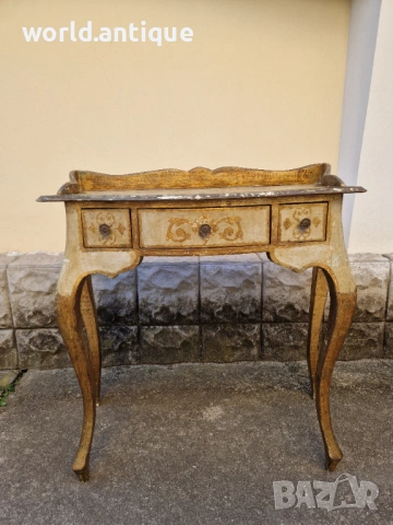 Рядка антикварна италианска флорентиска дървена конзола , снимка 3 - Антикварни и старинни предмети - 53757430