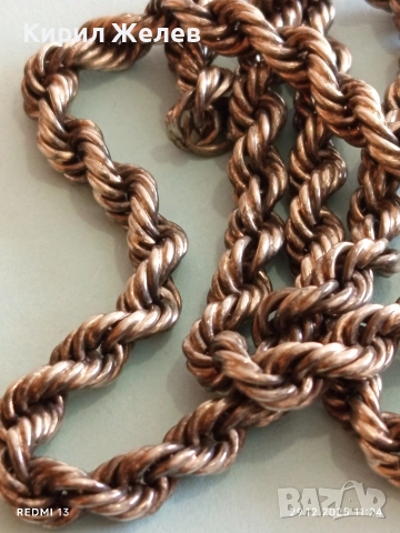 Сребърен ланец плетка тип ВЪЖЕ винтидж стил ювелирна изработка 52490, снимка 8 - Колиета, медальони, синджири - 52926001