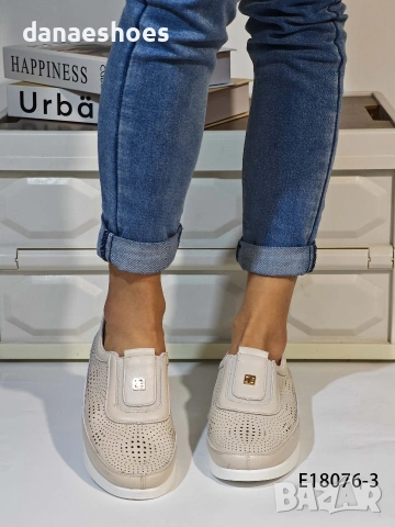 Дамски обувки без връзки от естествена кожа с перфорация , снимка 4 - Дамски ежедневни обувки - 53925963