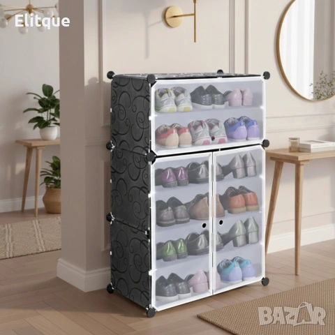 Черен модулен шкаф за обувки - функционалност и красив дизайн в едно