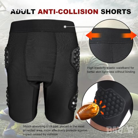 Topeter Къси защитни панталони за спорт с компресия и подплата, защита на бедрата и отзад, размер XL, снимка 3 - Спортна екипировка - 46446354