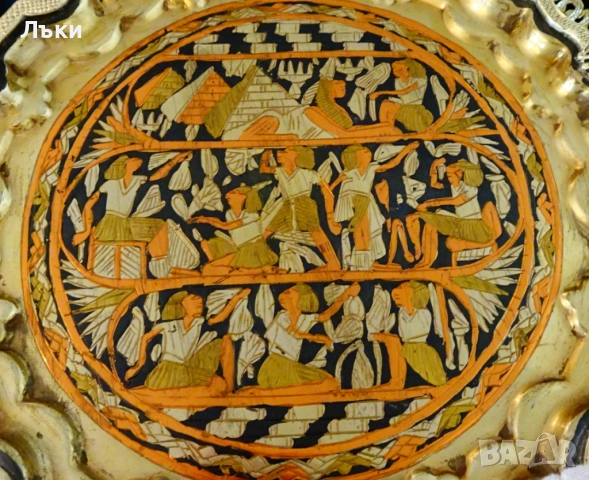 Бронзов поднос,чиния за стена Египет., снимка 2 - Антикварни и старинни предмети - 51823745