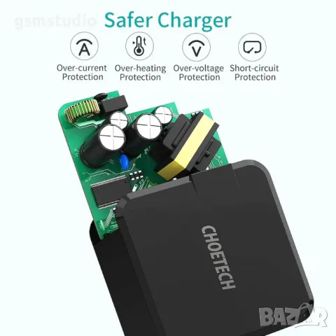 Choetech Wall Charger USB-C 30W PD - бързо зарядно за iPhone, Samsung, снимка 4 - Оригинални зарядни - 46872612