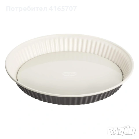 Форма за тарт и киш (28 см) с емайлирано дъно и незалепващо покритие, снимка 2 - Съдове за готвене - 53526305