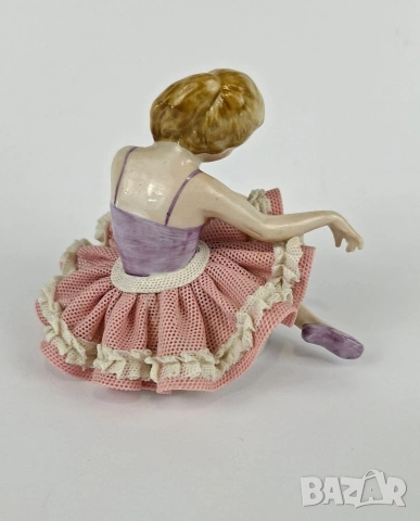 Порцеланова фигура на балерина с дрезденска дантела - Wilhelm Rittirsch, снимка 3 - Статуетки - 53066935