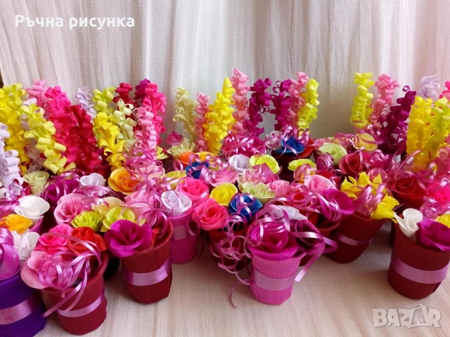 Ръчно изработени букетчета с цветя от хартия, снимка 14 - Декорация за дома - 42322419