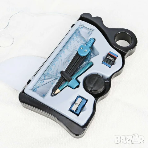 6043 Геометричен комплект за чертане с пергел и кутия за съхранение, снимка 5 - Ученически пособия, канцеларски материали - 51211407