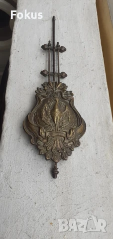 Уникат - Старо бронзово махало за часовник с феникс, снимка 2 - Антикварни и старинни предмети - 50978497