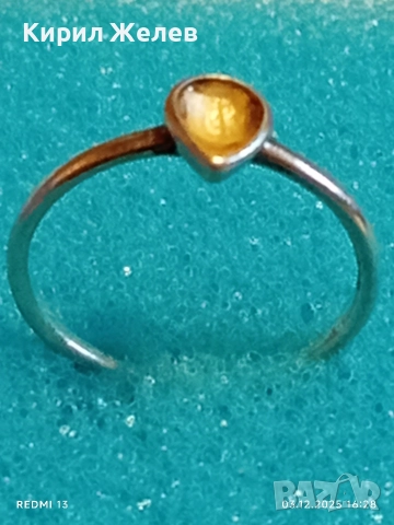 Нежен сребърен пръстен със капковиден камък майсторска ръчна изработка 35438, снимка 5 - Пръстени - 52640273