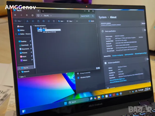 14’ 2.8К Oled 90Hz Touch/Asus Vivobook S Flip/Ryzen 7-7730u/16GB/512GB, снимка 9 - Лаптопи за работа - 48690929