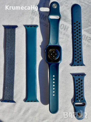 Apple Watch Series 7 41mm Blue Смарт Часовник Син, снимка 4 - Дамски - 47442473