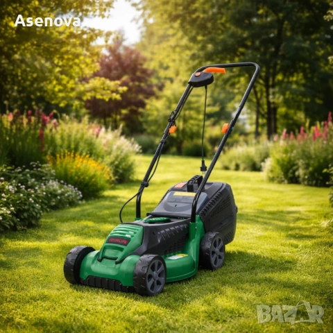 Електрическа косачка за трева 1600W – Лека и мощна, 32 см ширина, 30L кош, 3 нива на косене, снимка 2 - Други - 53934511