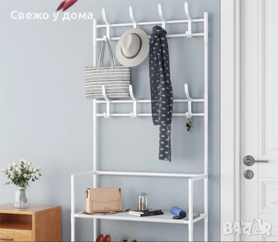 Многофункционална стойка за обувки, чанти, закачалка НАЛИЧНА в ЧЕРНО или БЯЛО, снимка 2 - Закачалки - 53457785