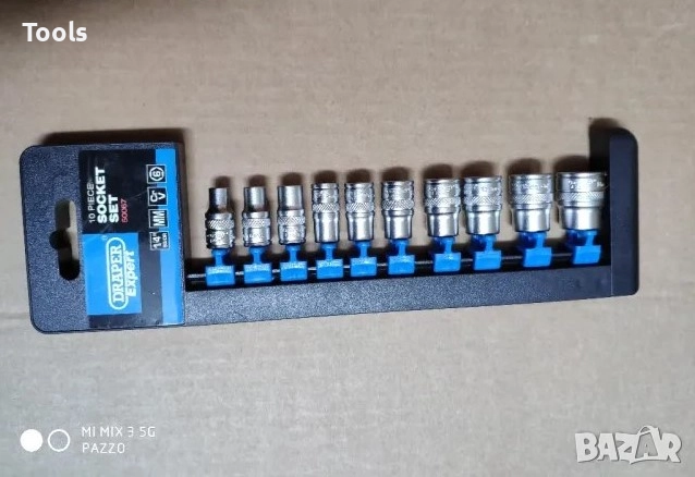 DRAPER EXPERT 1/4 10броя къси вложки камъни хром ванадий комплект