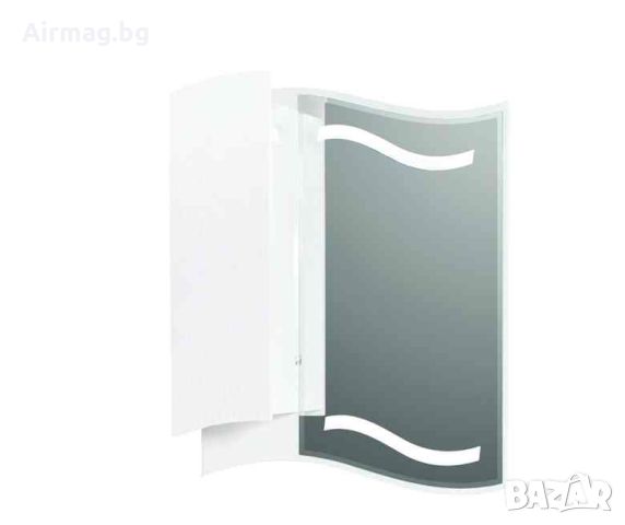 Мебел за баня с огледало пл. затваряне и LED осветление Галакси бял, снимка 1 - Шкафове - 45282611