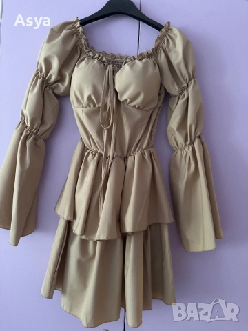 Дамска бежева рокля , снимка 3 - Рокли - 51735183