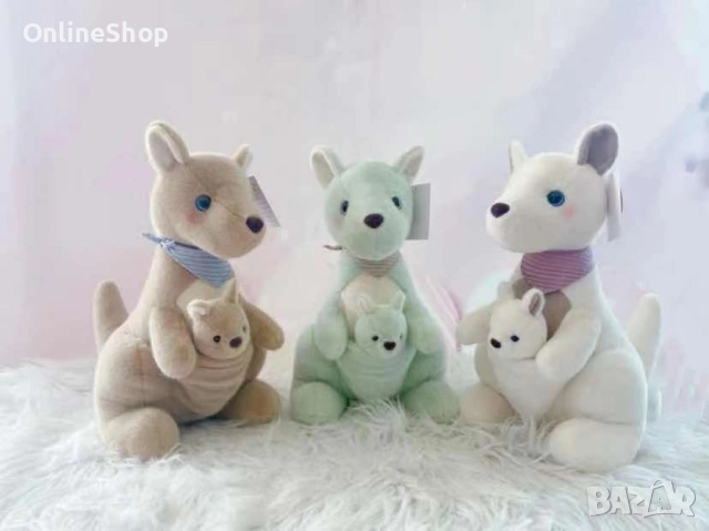 Кенгуру с бебе – Мека плюшена играчка 35см, снимка 4 - Плюшени играчки - 53276286