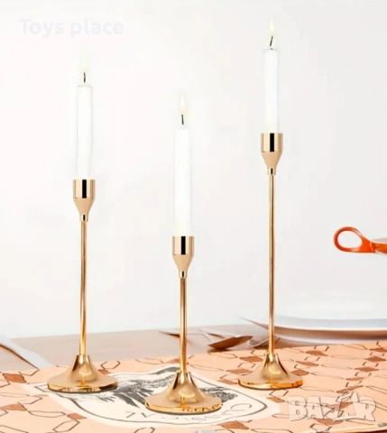 Комплект 3 броя метални свещници Нови, снимка 3 - Други - 51775191