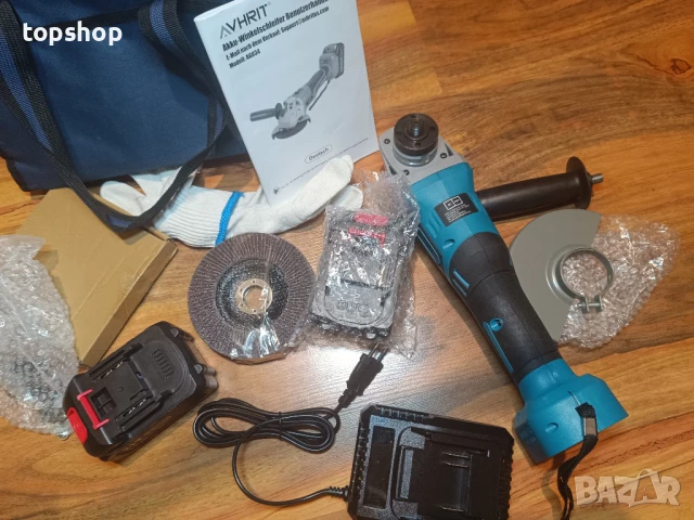 НОВ безжичен безчетков ъглошлайф Avhrit AG034 2X4.0AH батерии, 21V, 9000 об/мин, бързо зарядно ..., снимка 12 - Други инструменти - 50553488