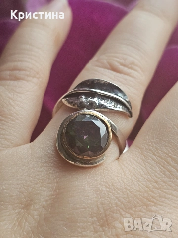 Сребърен пръстен с Мистик кварц, снимка 2 - Пръстени - 54015808