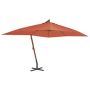 vidaXL Градински чадър чупещо рамо и дървен прът 400x300 см теракота（SKU:44494