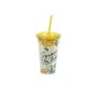 Пластмасова чаша, с капак и сламка, Squeeze the Day, жълта, 500 мл, снимка 1 - Буркани, бутилки и капачки - 45728812