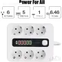 Разклонител 6 контакта, 5 USB+1 C конектор, 220V, 3000W, 10A,, снимка 2