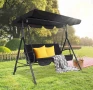 Градинска Люлка за Трима със Сенник – Стил и Устойчивост на Открито!, снимка 2