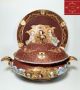 комплект от терин и голямо кръгло плато от японска керамик, изрисувана в стил "Сатсума"., снимка 1 - Прибори за хранене, готвене и сервиране - 45379867