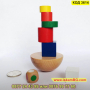 Образователна дървена играчка за подреждане с геометрични форми - КОД 3614