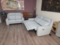 Италиански сив кожен комплект дивани тройка и двойка с ел. релакс, снимка 9