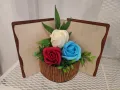 Дървена книга-кошничка със сапунени рози, снимка 5