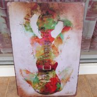 Метална табела картина еротика китара музика рок живопис кок бои струни, снимка 1 - Декорация за дома - 45456346