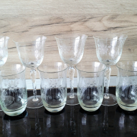 WMF Уникален антикварен комплект кристални гравирани чаши  Германия 40-те, снимка 9 - Други ценни предмети - 44993196