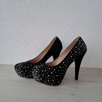 Дамски черни обувки с камъни, снимка 4 - Дамски обувки на ток - 45666074