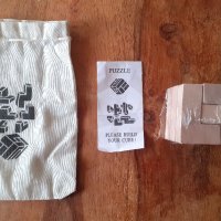 пъзел дървен логическа игра 7 части, естествено дърво в текстилна памучна торбичка. Еко играчка., снимка 1 - Други - 45154881