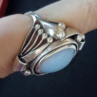 Антика / Сребърен пръстен с Лунен камък проба 925 , снимка 5 - Пръстени - 45261556