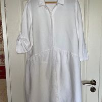 Нова бяла елегантна рокля лен памук ленена , снимка 1 - Рокли - 45625420