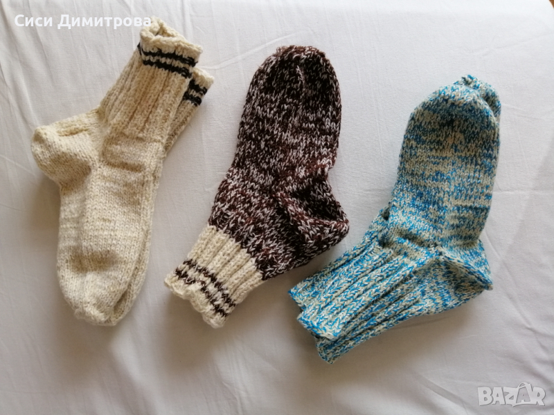 Вълнени чорапи (шушони) ръчно плетиво, снимка 1