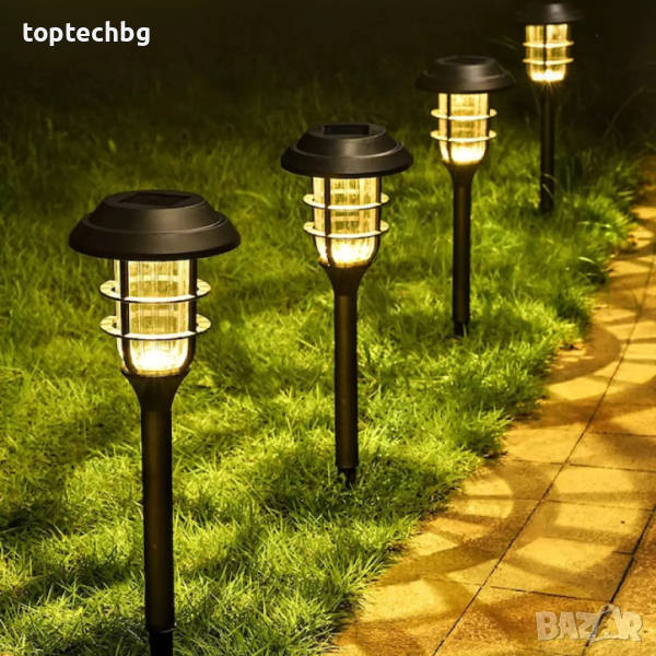 Комплект 4 бр. соларни LED лампи за градина, 40 см, снимка 1