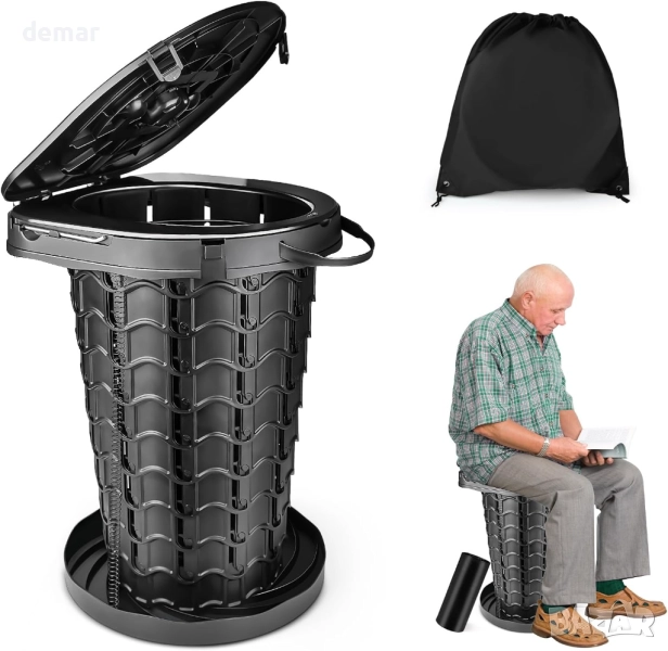 XXL Прибираща се преносима тоалетна, регулируема височина (8,4-46 см), до 200 кг, снимка 1