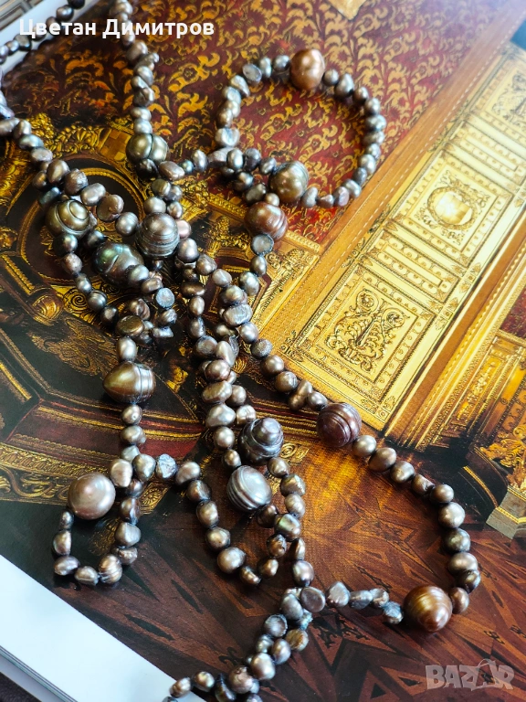 много ДЪЛГО ретро колие / наниз от  истински барокови перли, снимка 1