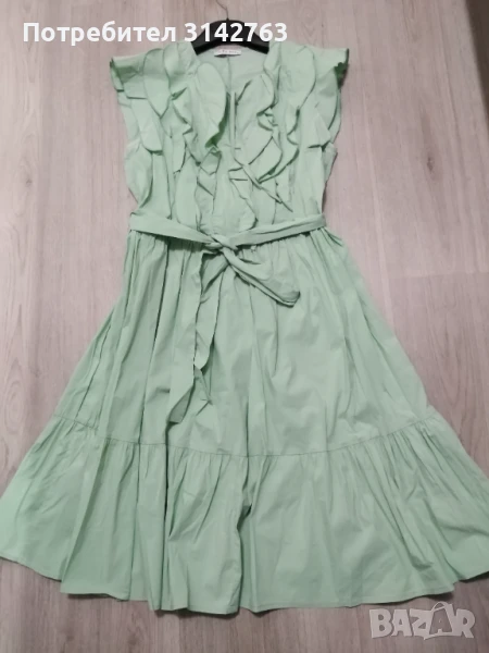 Памучна рокля,  цвят мента, L/XL, снимка 1