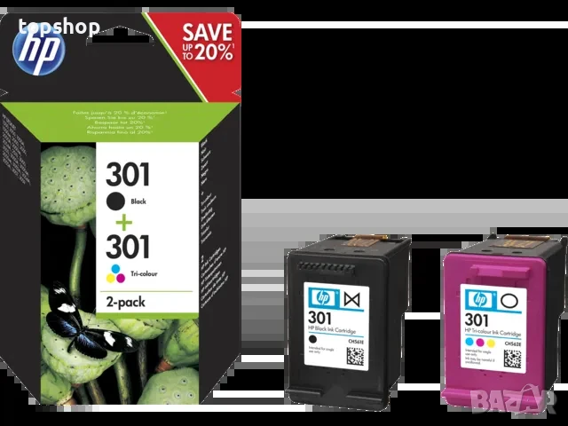 Оригинални запечатани 2 касети HP 301 2-pack Black/Tri-color, снимка 1
