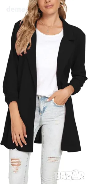 MINTLIMIT Дамско сако с дълъг ревер, вталено, с дълъг ръкав, с едно копче, черно, снимка 1