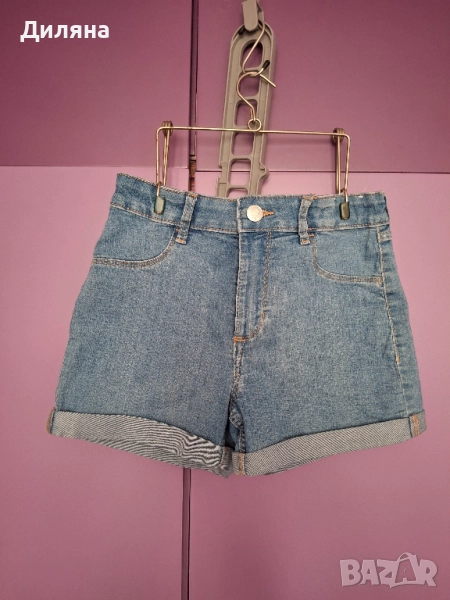 Къси дънкови панталонки за момиче H&M 146 см, снимка 1