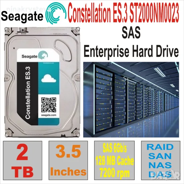 HDD3.5 SAS 2TB SEAGATE ConstellationST2000NM0023, снимка 1